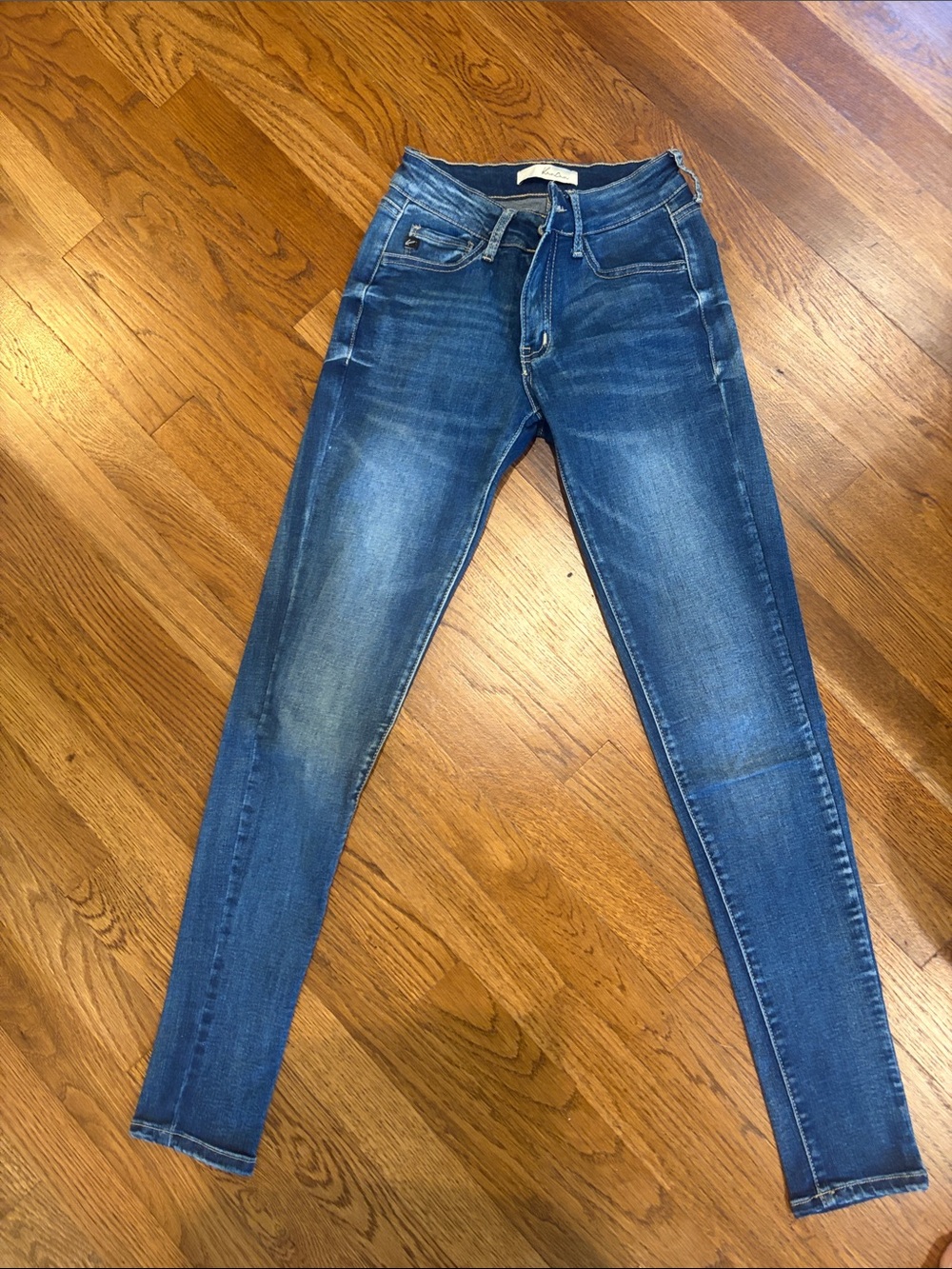 KanCan Medium Wash Skinny Jeans in Blue with Faded Detail